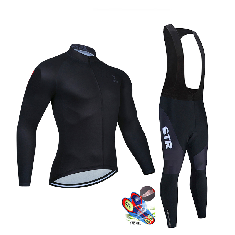 Cycling Commuter Clothing - Set Jersey Bersepeda Hitam Musim Gugur